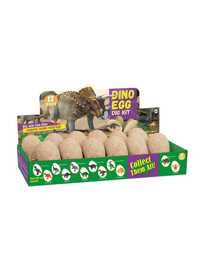 NIBEMINENT 12-Piece Dinosaur Egg Excavation Learning Toy - Image 1