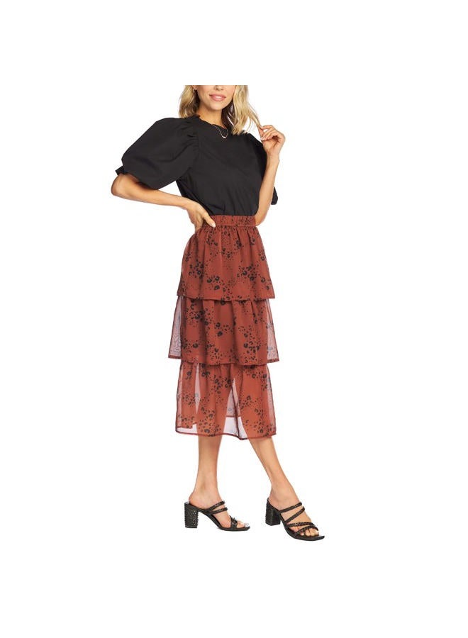 mud pie Stassie Womens Midi Skirt, Rust, M - Image 3