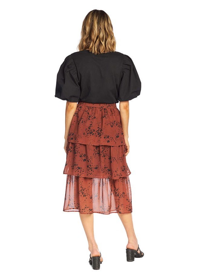 mud pie Stassie Womens Midi Skirt, Rust, M - Image 4