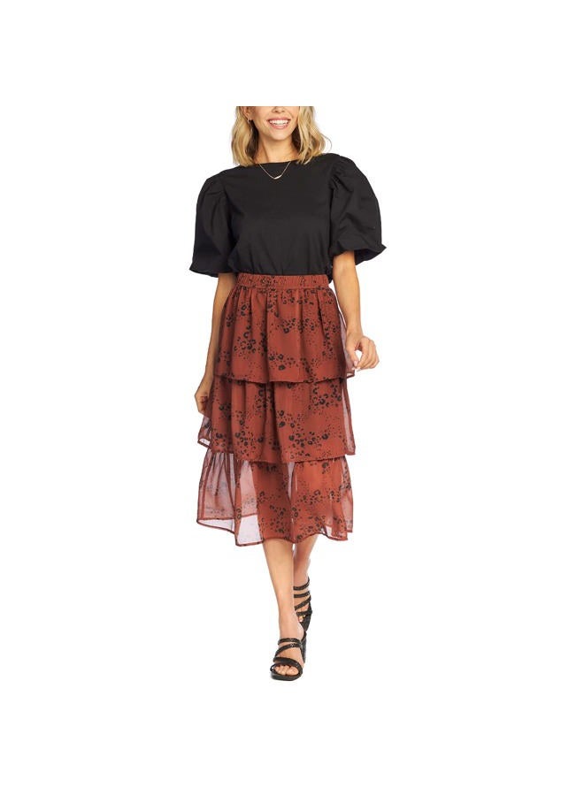 mud pie Stassie Womens Midi Skirt, Rust, M - Image 1