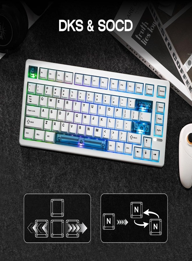 ابوماكر لوحة مفاتيح الألعاب EPOMAKER HE80 بتقنية تأثير هول، معدل استطلاع 8K ومسح 32K، حشية كريمية، DKS، SOCD، قابلة للتبديل السريع، إضاءة خلفية RGB، لوحة مفاتيح ألعاب سلكية لأجهزة الكمبيوتر الشخصية وأجهزة ماك (أبيض) - Image 4
