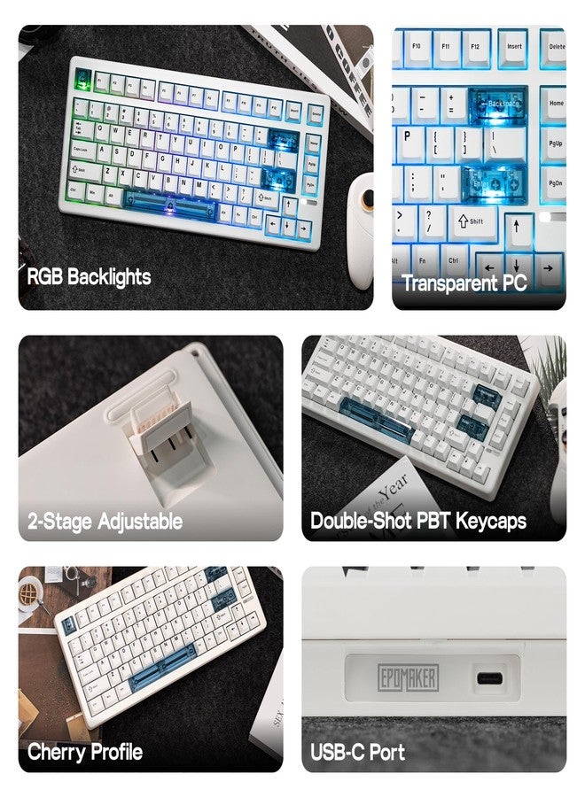 ابوماكر لوحة مفاتيح الألعاب EPOMAKER HE80 بتقنية تأثير هول، معدل استطلاع 8K ومسح 32K، حشية كريمية، DKS، SOCD، قابلة للتبديل السريع، إضاءة خلفية RGB، لوحة مفاتيح ألعاب سلكية لأجهزة الكمبيوتر الشخصية وأجهزة ماك (أبيض) - Image 5