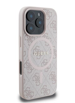 GUESS Magsafe 4G PU Leather Colored Ring And Classic Logo Case for iPhone 16 Pro - Pink  - Image 2
