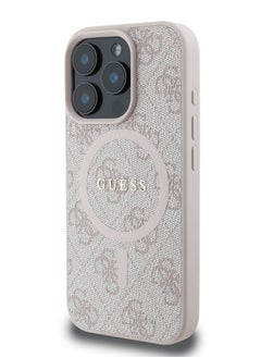 GUESS Magsafe 4G PU Leather Colored Ring And Classic Logo Case for iPhone 16 Pro - Pink  - Image 3