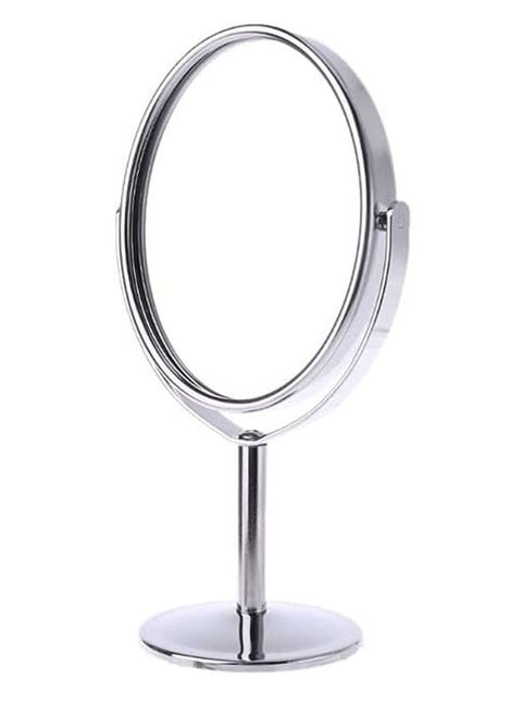 Small double sided mirror silver color