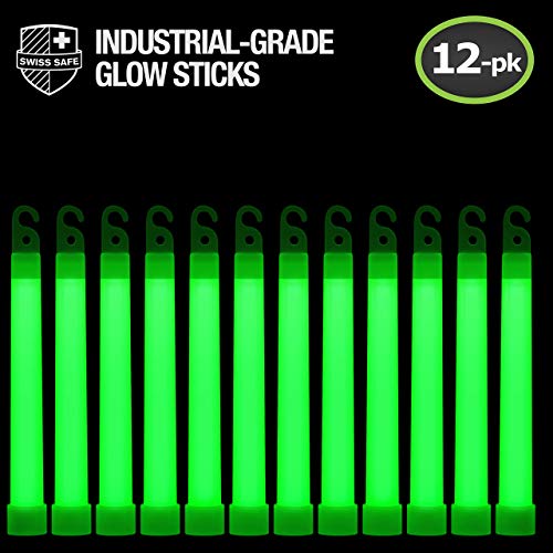 Swiss Safe Premium 6" Glow Sticks - Extra Bright, 12+ Hour Duration, Emergency Ready (Green 12-Pack) - Image 2