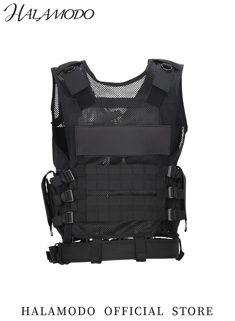 HALAMODO Multifunctional Tactical Vest Lightweight Breathable Mesh Polyester Sports Vest Combat Training CS Game Vest Outdoor Training Vest with Adjustable Belt & Shoulder Straps - Image 2