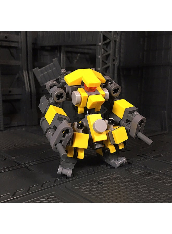 Small MOC Mini Combat Mecha Building Block Model Toy Creative Building Assembly Military Boy Toy-Color:Combat Squad 4 Yellow - Image 5