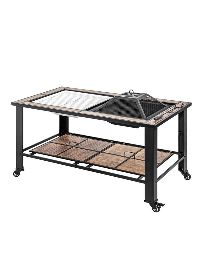 DPT Wood stove for heating Outdoor wood burning stove Black Size 112*61*59 Cm - Image 1