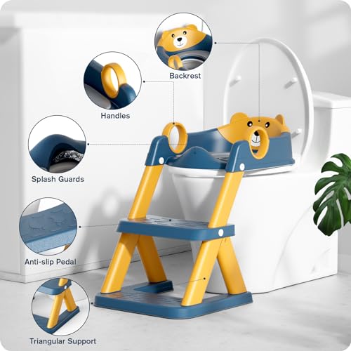 Rabb 1st Potty Training Seat, Upgrade Toddler Toilet Seat for Kids Boys Girls, 2 in 1 Potty Training Toilet for Kids, Splash Guard Anti-Slip Pad Step Stool（Upgraded Cushion） - Image 2