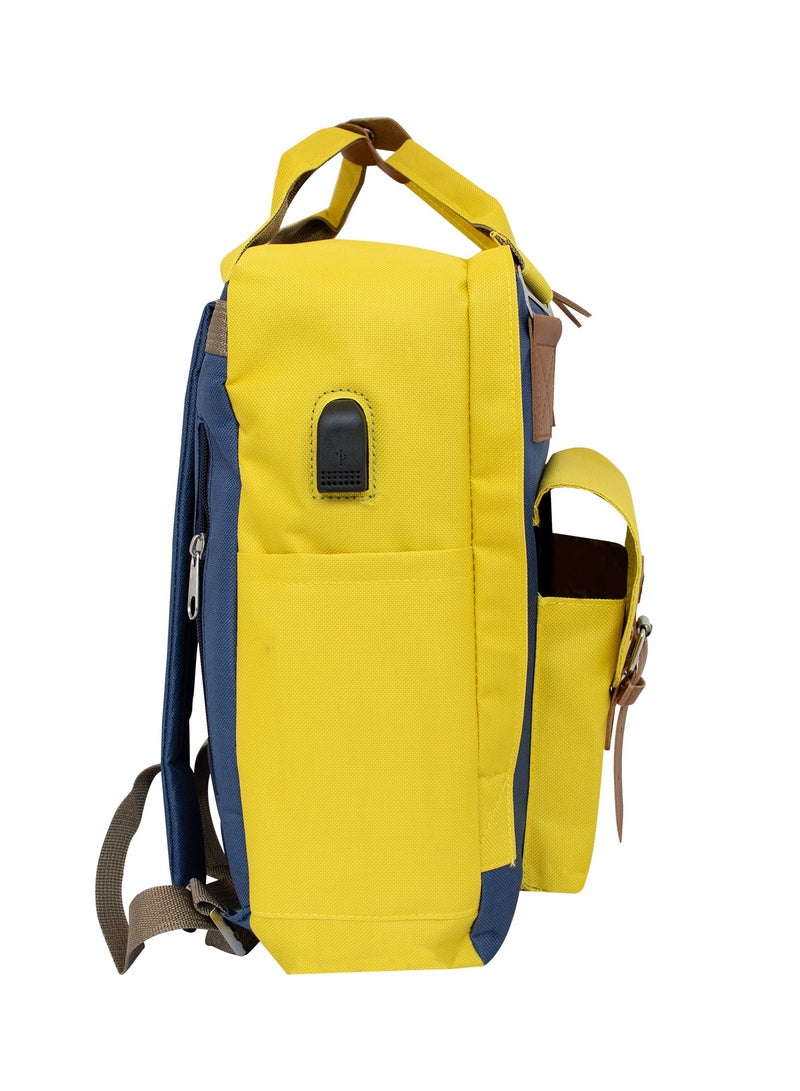 بيج ديزاين حقيبة ظهر للكمبيوتر المحمول للرجال والنساء، حقيبة كمبيوتر محمول مقاس 14 بوصة، مقاومة للماء، مضادة للسرقة، بسعة 10 لترات مع قسم مخصص للكمبيوتر المحمول، حقيبة ظهر للسفر مزودة بمنفذ شحن USB. - Image 2