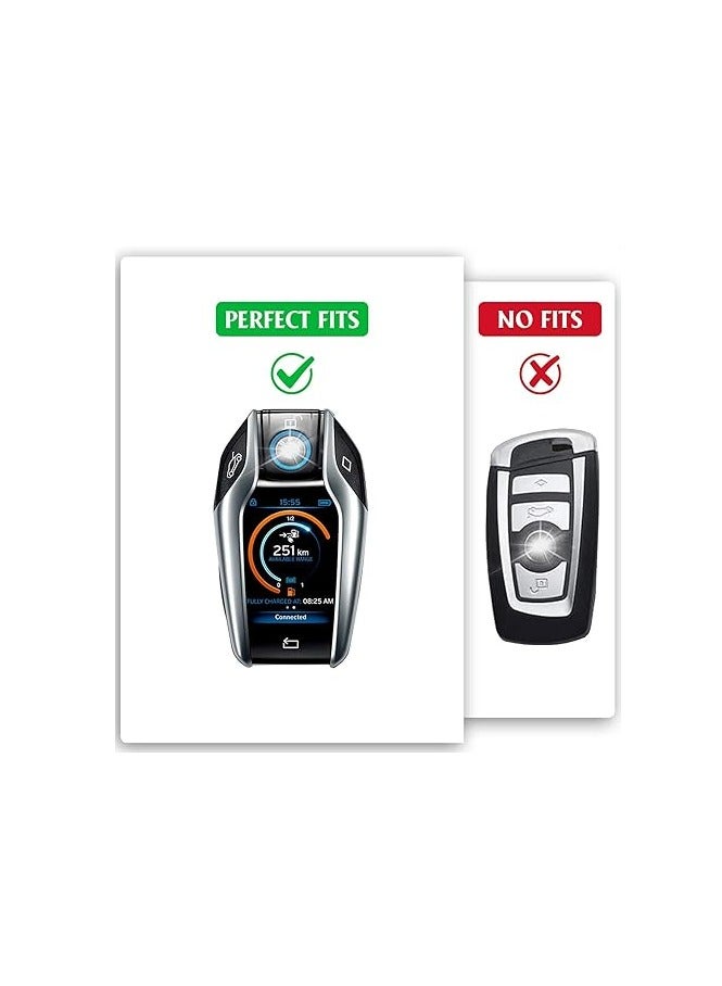 OUYoo For BMW LCD Screen Key Fob Cove,Soft TPU Key Fob Cover Case Compatible with BMW 5 Series 528Li 530Li 540Li G30 G31 6 Series GT G11 G12 7 Series 740 X3 G01 i8(Red) - Image 2