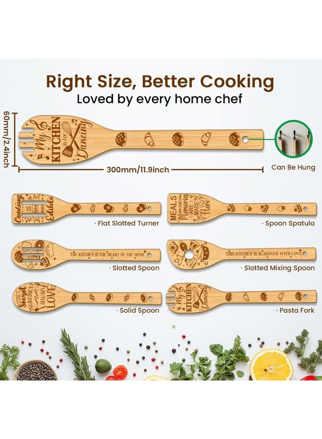 CUTHOLLOW 6Pcs Wooden Kitchen Utensil Set for Cooking, Funny Kitchen Bamboo Cooking Spoons Set, Mothers Day Gifts Ideas - Unique Birthday Anniversary Housewarming Gift for Mom Grandma Wife - Image 2