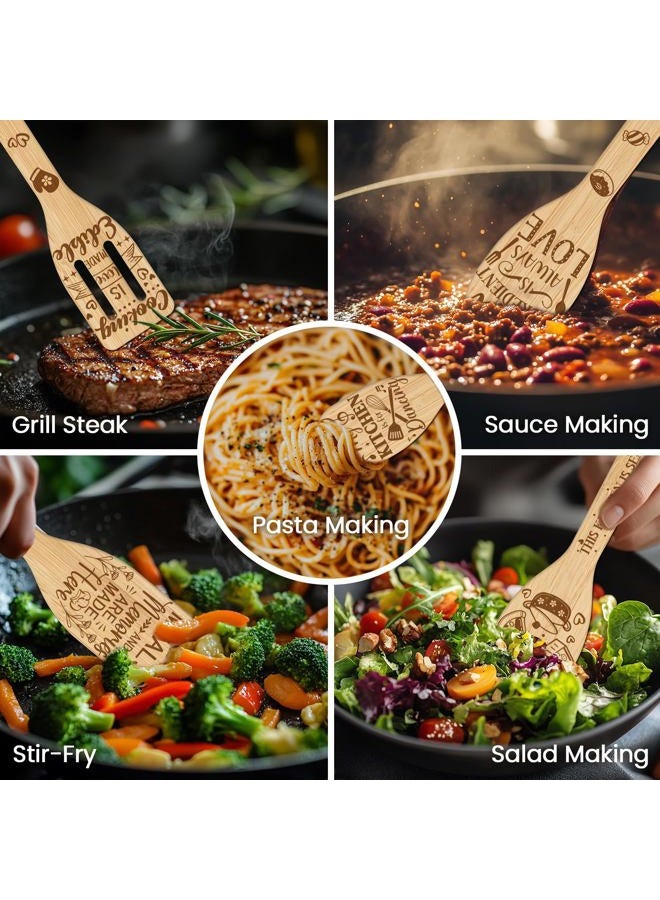 CUTHOLLOW 6Pcs Wooden Kitchen Utensil Set for Cooking, Funny Kitchen Bamboo Cooking Spoons Set, Mothers Day Gifts Ideas - Unique Birthday Anniversary Housewarming Gift for Mom Grandma Wife - Image 4