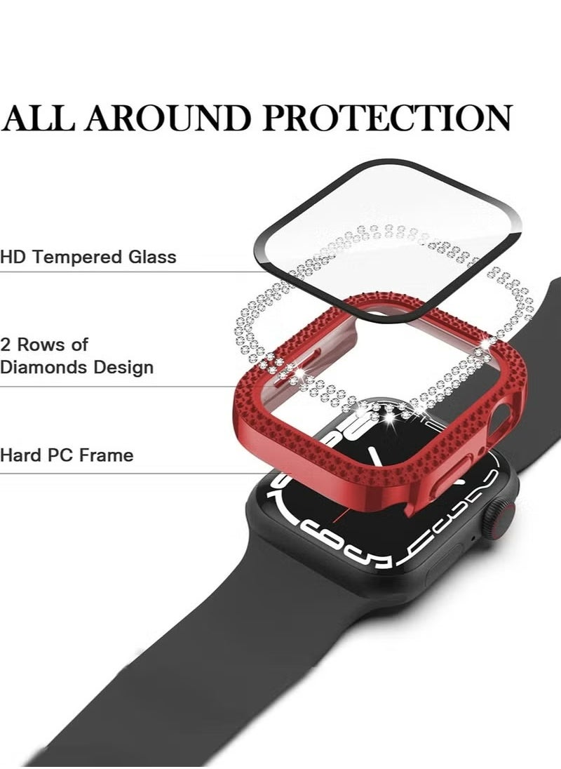 X-level 1 Pack Apple Watch Series 9/8/7 45mm Screen Protector Bling Case,Tempered Glass Screen Protector Women Glitter Diamond Rhinestone Face Cover for iWatch Accessories  - Image 5