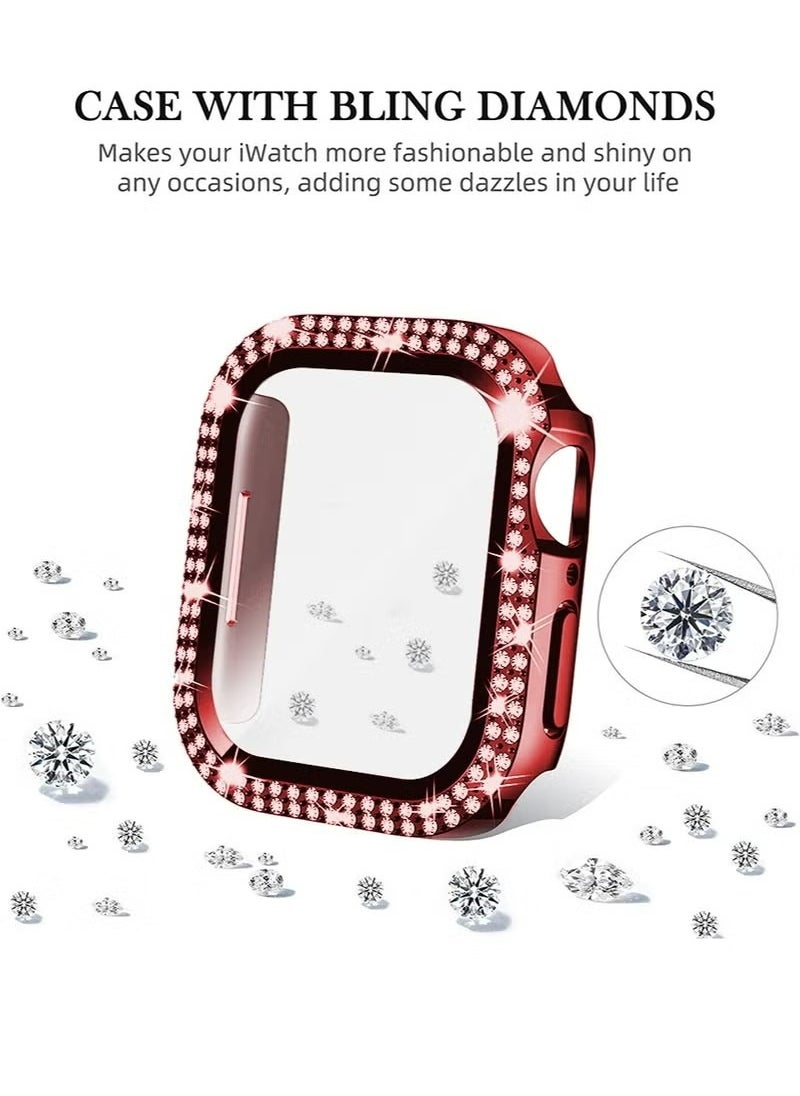 X-level 1 Pack Apple Watch Series 9/8/7 45mm Screen Protector Bling Case,Tempered Glass Screen Protector Women Glitter Diamond Rhinestone Face Cover for iWatch Accessories  - Image 2