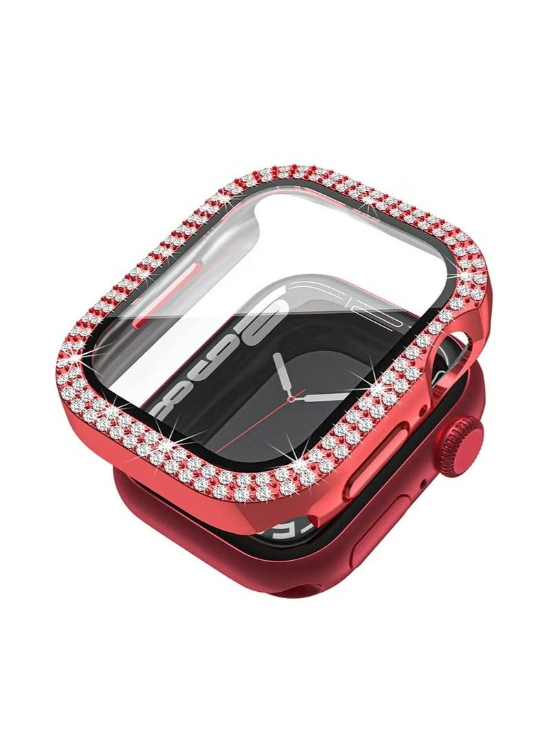 X-level 1 Pack Apple Watch Series 9/8/7 45mm Screen Protector Bling Case,Tempered Glass Screen Protector Women Glitter Diamond Rhinestone Face Cover for iWatch Accessories  - Image 1