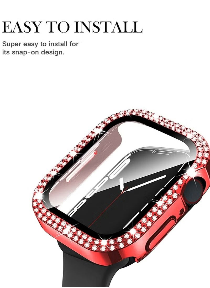 X-level 1 Pack Apple Watch Series 9/8/7 45mm Screen Protector Bling Case,Tempered Glass Screen Protector Women Glitter Diamond Rhinestone Face Cover for iWatch Accessories  - Image 3
