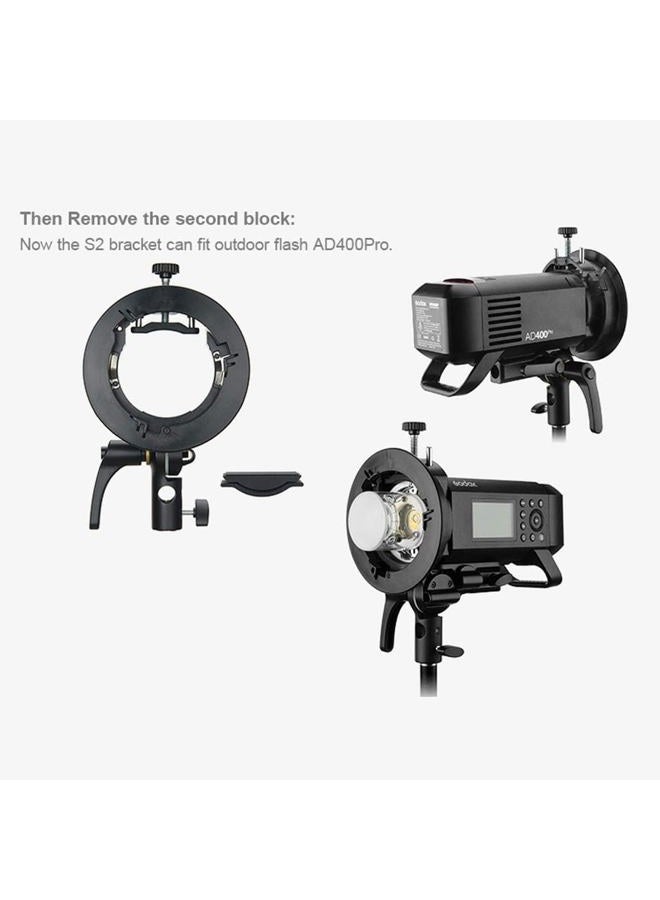 Godox S2 Bracket S-Type Speedlite Bracket Bowens Mount for Godox V1 AD200Pro AD400Pro AD200 and Other Flashes, Precise Tilt Control, Large Handle, Integrated Umbrella Mount - Image 4