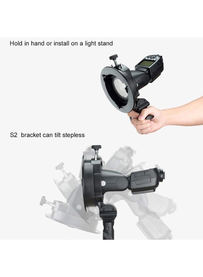 Godox S2 Bracket S-Type Speedlite Bracket Bowens Mount for Godox V1 AD200Pro AD400Pro AD200 and Other Flashes, Precise Tilt Control, Large Handle, Integrated Umbrella Mount - Image 5