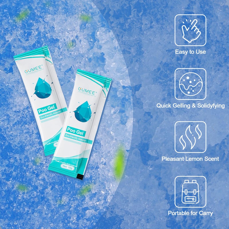 OUMEE Lemon Portable Toilet Gel, Poo Gel for Potty, Camping Toilet Powder for Bucket, Eco Absorbent Gelling, Portable Urine Packets for Outdoor Recreation Suppliess(30) - Image 4