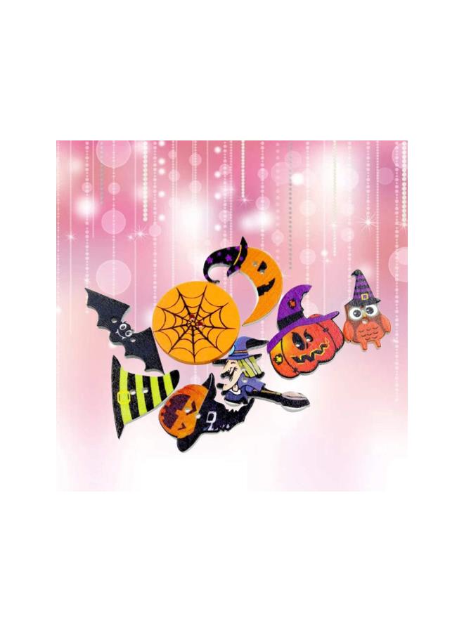 klarako 100Pcs Halloween Dress Up Wooden Buttons Mixed Pumpkin Bat Spider Buttons Decorative Handmade Sewing Crafting Gift Buttons - Image 5
