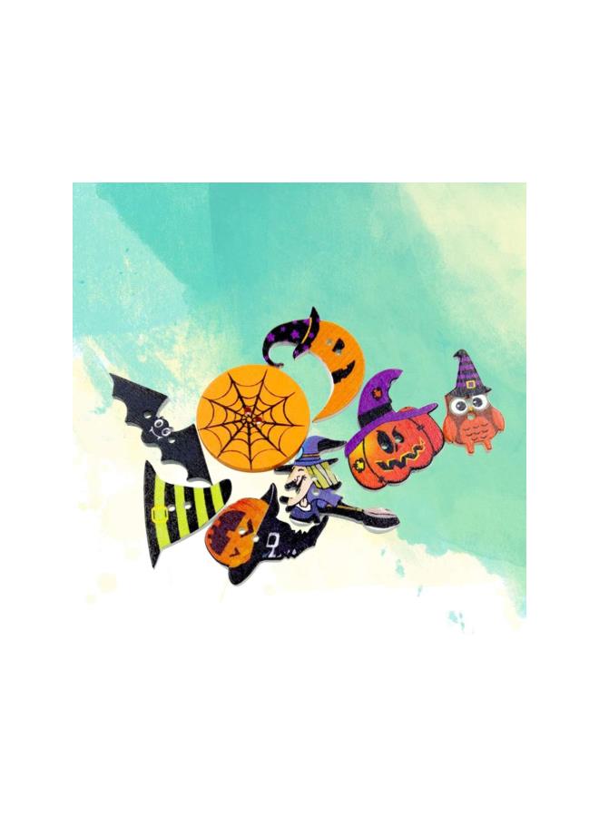 klarako 100Pcs Halloween Dress Up Wooden Buttons Mixed Pumpkin Bat Spider Buttons Decorative Handmade Sewing Crafting Gift Buttons - Image 4