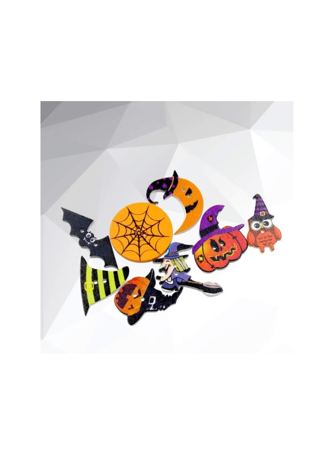 klarako 100Pcs Halloween Dress Up Wooden Buttons Mixed Pumpkin Bat Spider Buttons Decorative Handmade Sewing Crafting Gift Buttons - Image 3