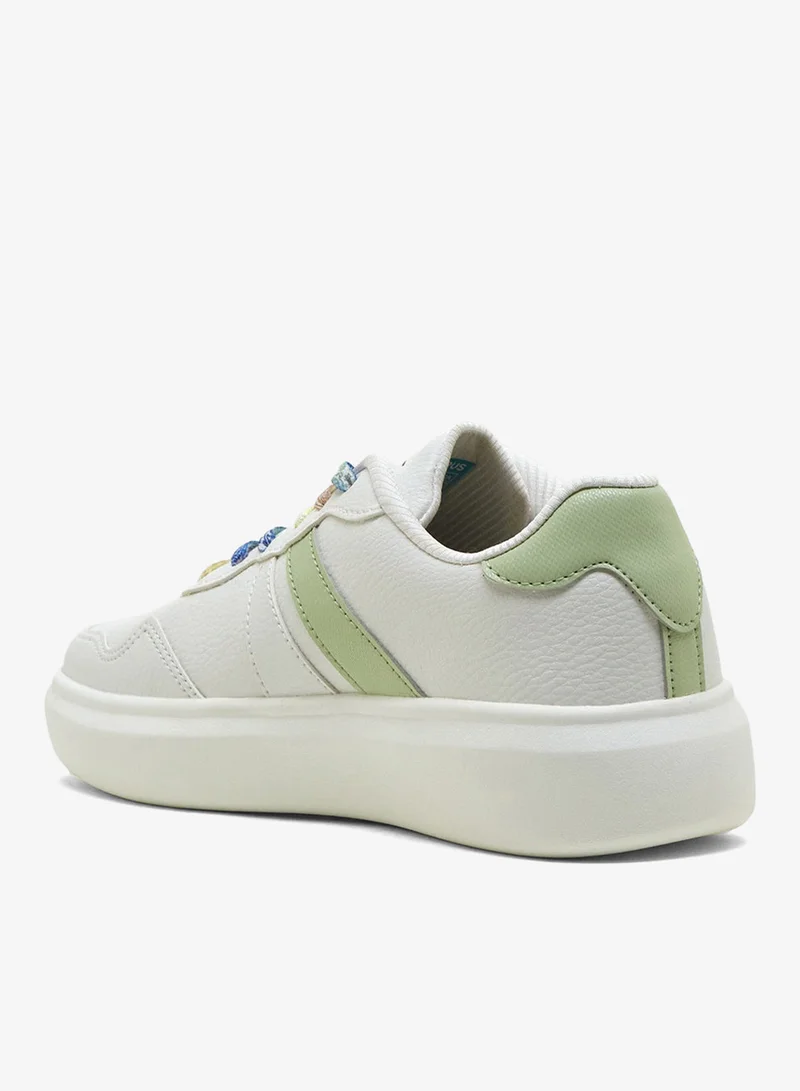 CAMPUS Wht/Pista Grn Women’s White Low Top Sneakers – Stylish Color-Block Design with Blue Detailing for Women | Best Price UAE