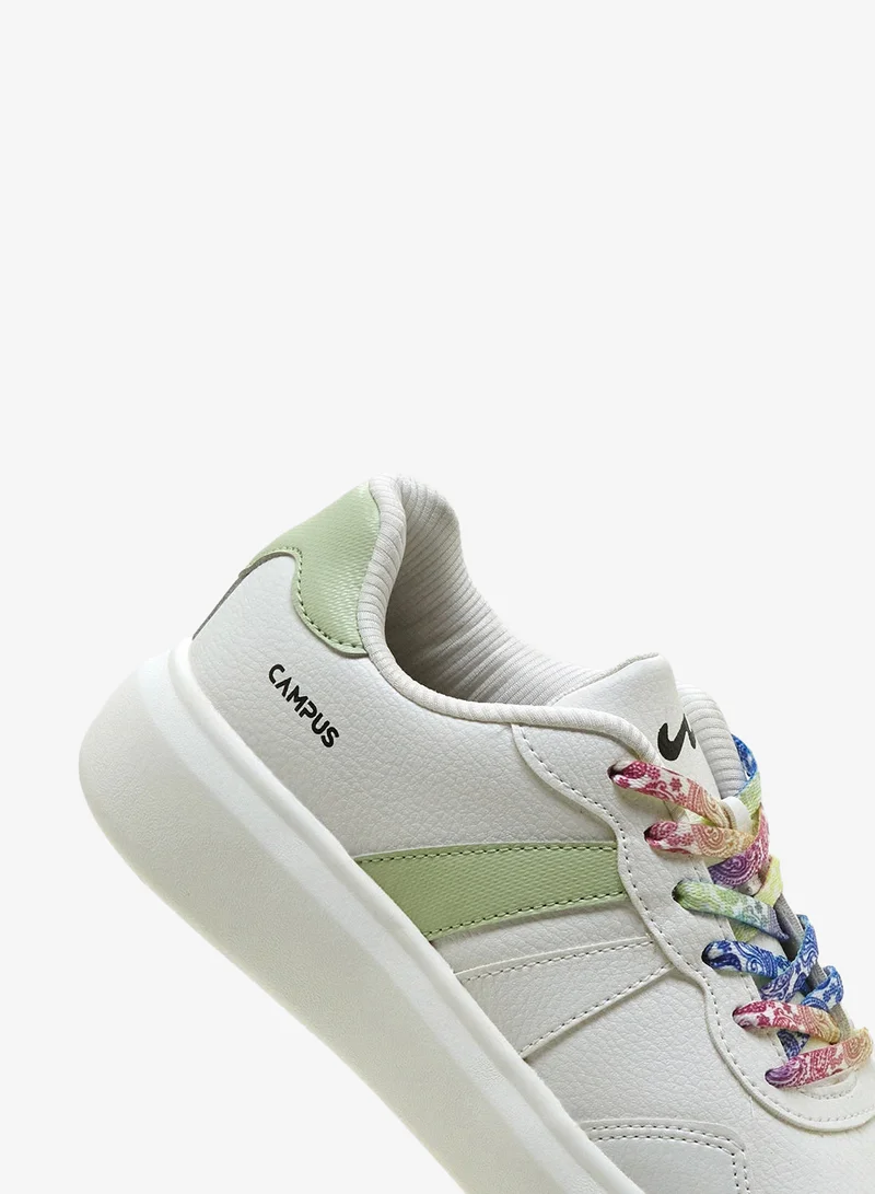 CAMPUS Wht/Pista Grn Women’s White Low Top Sneakers – Stylish Color-Block Design with Blue Detailing for Women | Best Price UAE