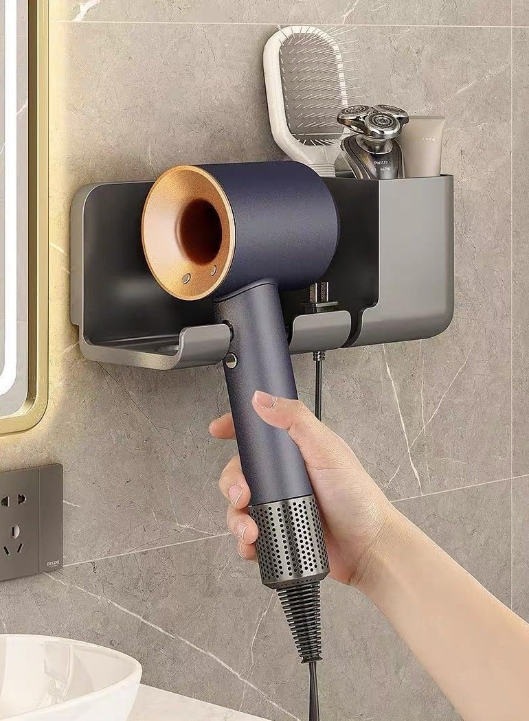 Hair Dryer Holder Wall Mounted, Self Adhesive Hair Dryer organizer Wall Mount, Blow Dryer Holder, Hair Dryer Stand for Bathroom - Image 1