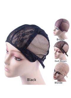 yantaisiyu Black Wig Making Caps Double Lace Wig Caps For Making Wigs Adjustable Wig Cap Weave Caps For Making Wigs (Black M)  - Image 3