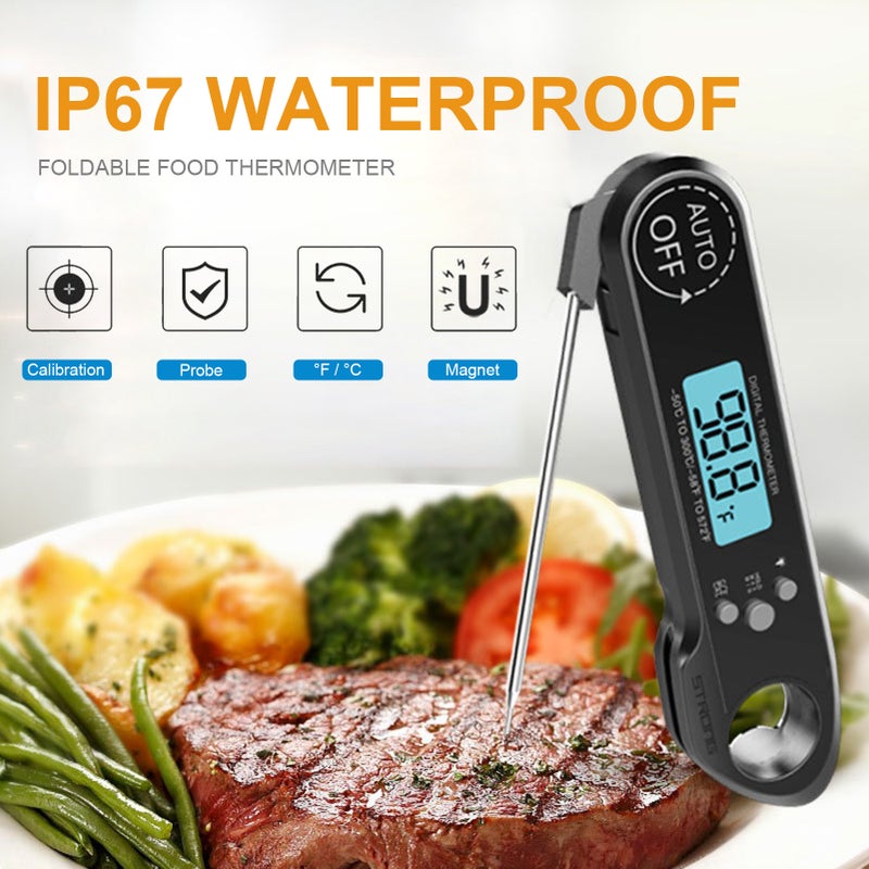 Meat Thermometer Instant Read Digital Fast Food Thermometer with Backlight Calibration Bottle Opener IP67 Waterproof Kitchen BBQ Thermometer - Image 2