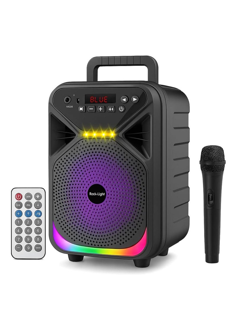ROCK LIGHT سماعة بلوتوث محمولة S825، 8 إنش، ميكروفون لاسلكي، أضواء ديسكو RGB، راديو FM، جهاز تحكم عن بعد، سماعة حفلات قابلة لإعادة الشحن - Image 1