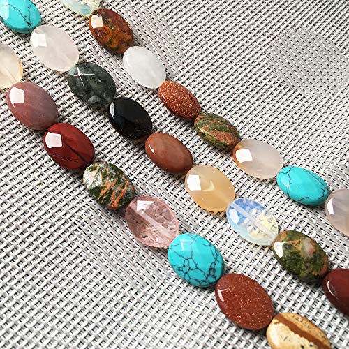 LE SKY Natural Stone Beads Oval Faceted Beading agates Crystal Scattered Stone Beads 12X16mm 79 inch 2 Strands for Jewelry Making DIY Necklace Bracelet Accessories - Image 1