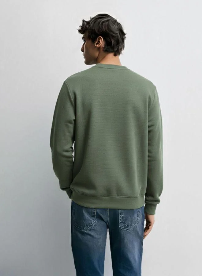 The Indian Garage Co Men Relaxed Fit Embroidered Crew Neck Full Sleeves Sweatshirt