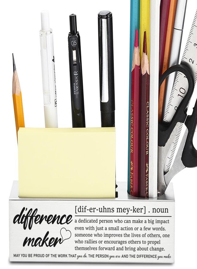 CWGOTC Difference Maker Gift for Coworker, Office Desk Organizer with Inspirational Quote, Thoughtful Recognition Gift for Boss, Mentor, Team Leader, Metal Pencil Holder YCP79 - Image 1