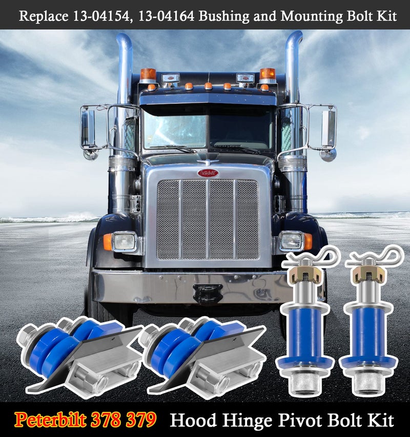 Camoo for Peterbilt 13-04154 13-04164 Hood Hinge Pivot Mount Bushing Bolt Set,Replaces ATRO HM75-66154 & HM75-66164,for Peterbilt 379 378 377 Engine Hood Accessories - Image 2
