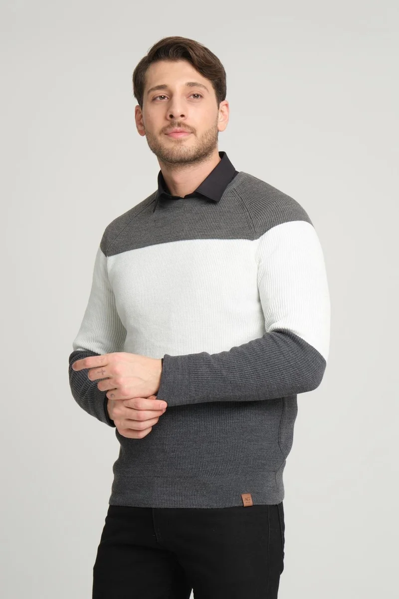 Alexander Gardi Color Block Raglan Sleeve Crew Neck SWEATER(E23-6708)