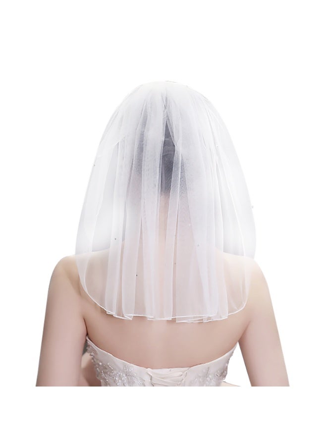 Women Bridal Wedding Veil Short Wedding Veils Rhinestone Pearl Bridal Veil Bride Headband Decoration for Wedding Party  - Image 2