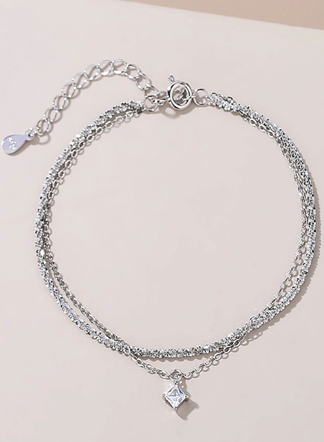 925 Sterling Silver Bracelet for Women Adjustable Hanging Pieces Bracelet  Bangles Birthday Mothers Day Jewelry Gifts for Mom Girlfriend Length 16+4cm - Image 3