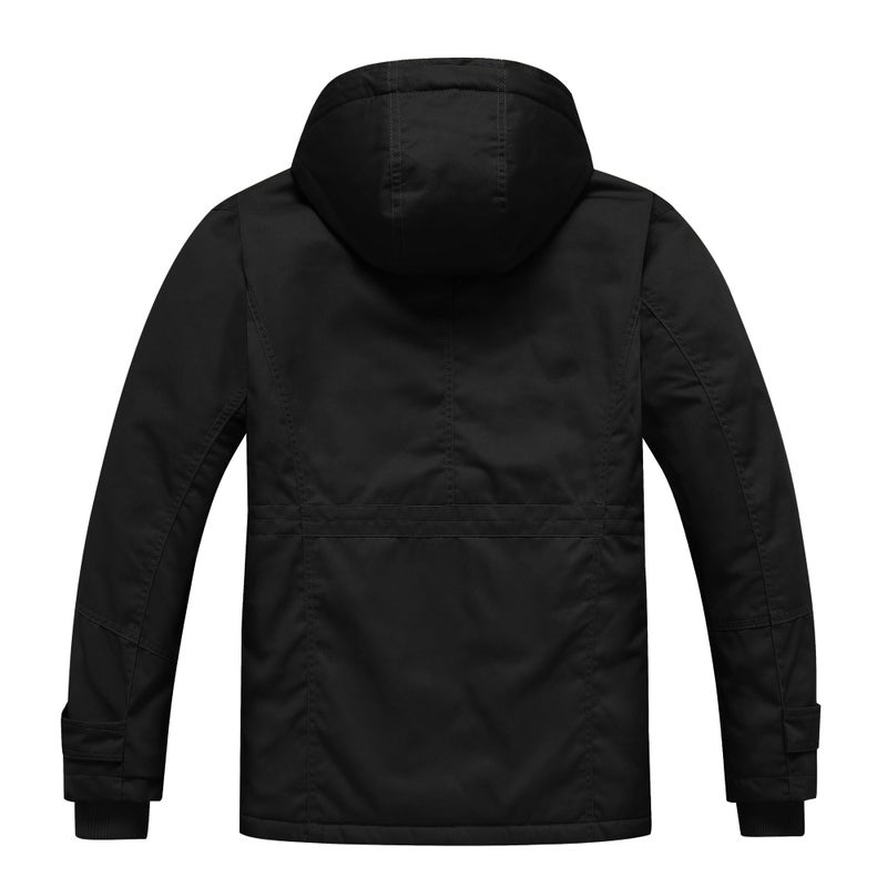 Dr.Cyril Men's Thick Winter Jackets Fleece Lined Thick Jackets Hood Work Jackets Coat Cotton Military with Cargo Pockets - Image 3