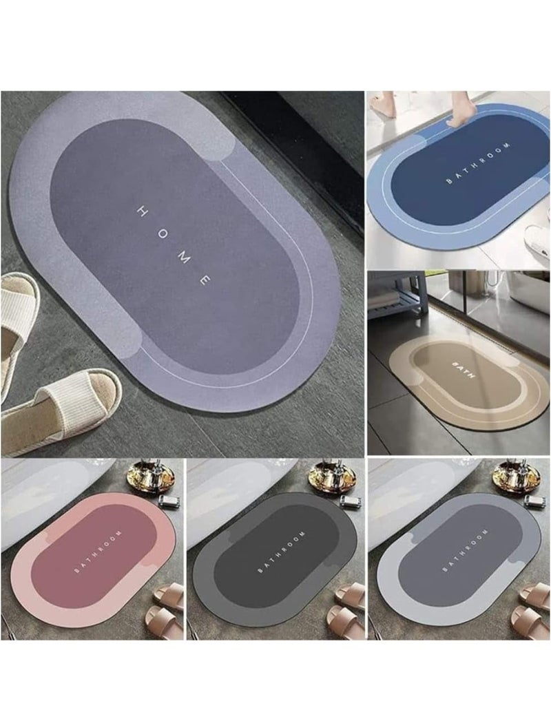 Spaceshoop Aadya Alley Rubber Soft Sillicon Super Absorbent Door Mats (40X60) Bath Mat Anti Skid Quick Drying Bathroom & Water Absorbent Carpets Kitchen Entrance Door Mats (1, Oval R), Blue - Image 4
