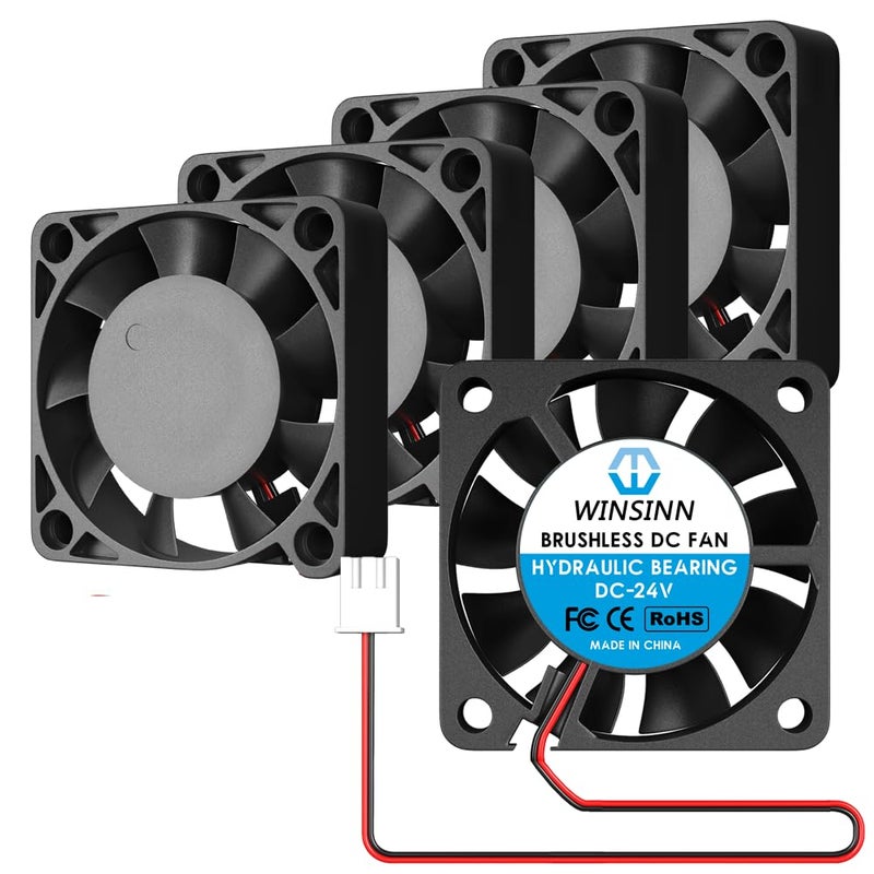 WINSINN 40mm 24V Fan - Hydraulic Bearing 5000 RPM 4010 Cooling Fan Replacement for 3D Printer Ender 3/CR-10, 30cm Cable with XH2.54-2PIN, Brushless 40x10mm (5Pcs) - Image 3