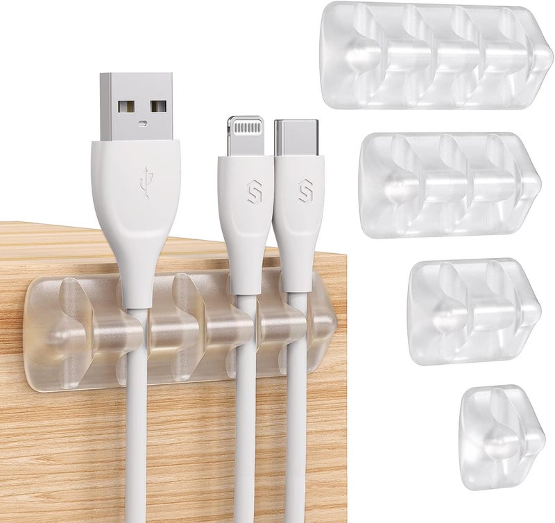 Syncwire Clear Cable Clips - Cord Holders - Self Adhesive Cable Management Organizer - Home, Office, Cubicle, Car, Nightstand, Desk Accessories - Gift Ideas Men, Women, Dad, Mom (5 Packs/15 Slots) - Image 1