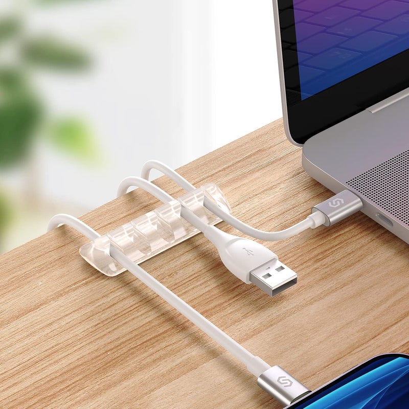 Syncwire Clear Cable Clips - Cord Holders - Self Adhesive Cable Management Organizer - Home, Office, Cubicle, Car, Nightstand, Desk Accessories - Gift Ideas Men, Women, Dad, Mom (5 Packs/15 Slots) - Image 2
