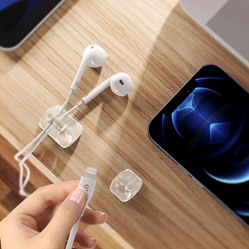 Syncwire Clear Cable Clips - Cord Holders - Self Adhesive Cable Management Organizer - Home, Office, Cubicle, Car, Nightstand, Desk Accessories - Gift Ideas Men, Women, Dad, Mom (5 Packs/15 Slots) - Image 4