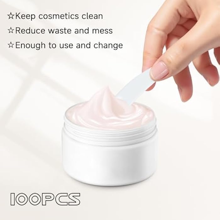 ZEJIA 100 PCS Mini Makeup Spatula, Plastic Cosmetic Spatula for Cosmetics, Creams, Mixing and Sampling(White) - Image 4