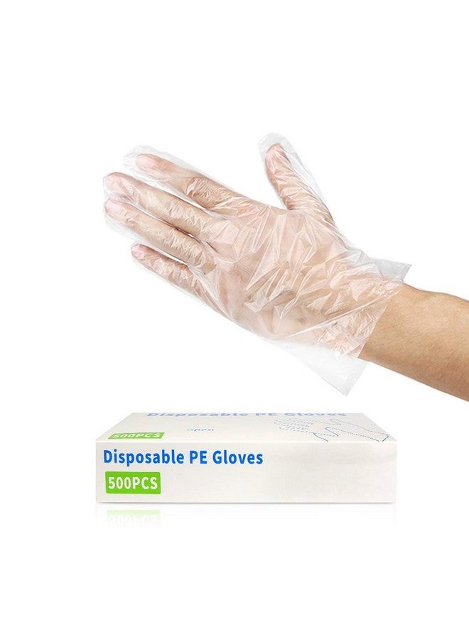CFGROW CFGROW 500Pcs Disposable Plastic Gloves, Latex Free Powder Free Clear Polyethylene Hand Gloves Non-Sterile For Cleaning- Cooking, Hair Coloring, Dishwashing, Food Handling, Large, Pack of 2 - Image 1
