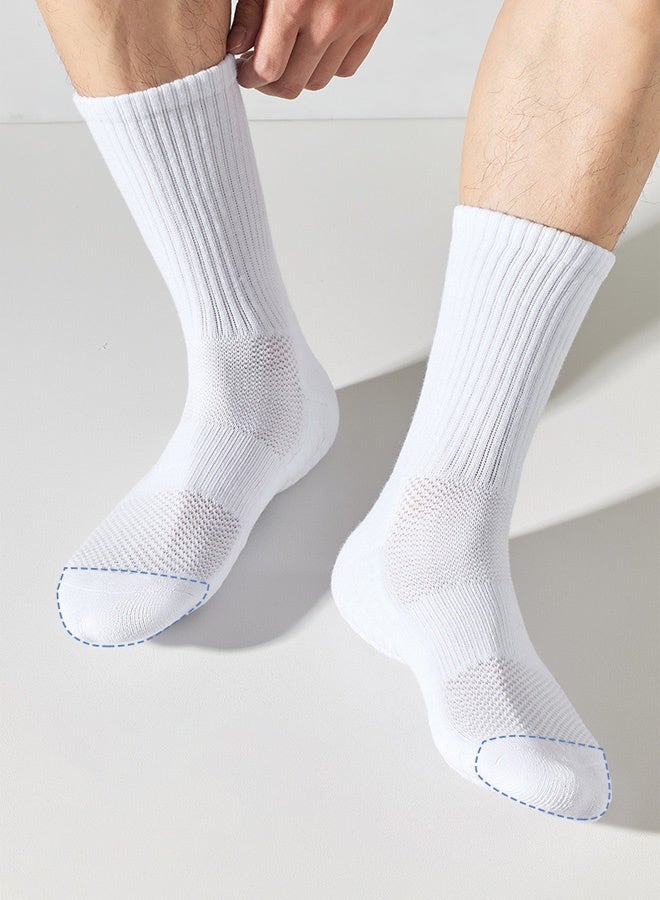Hanayo 5 أزواج من الجوارب الرياضية للنساء والرجال غير محددة الجنس مضادة للانزلاق خفيفة الوزن ومريحة لفصل الخريف والشتاء وجميع الفصول (أبيض) - Image 3